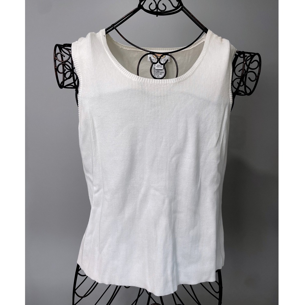2 piece Set Talbots Petites Cream Knit Cardigan Shell Sleeveless Top Sz Large L - Picture 5 of 8